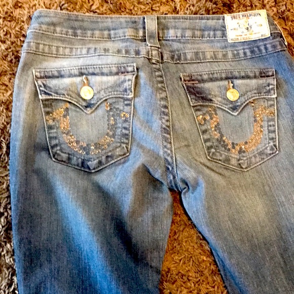 TRUE RELIGION JEANS 31 WOMEN GREAT CONDITION BLUE TRUE RELIGION SYMBOL - Picture 9 of 13
